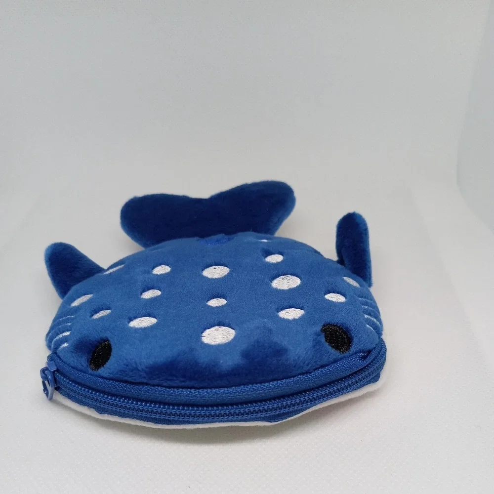 Dark Blue Whale Shark Coin Wallet Plush Coin Bag  Key Earphone Pouch